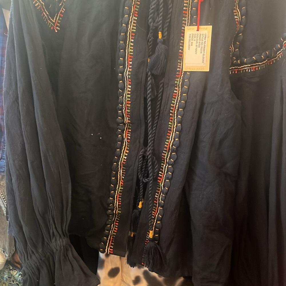RAGA Black Long Sleeve Top with Multicolor Embroidery - Picture 7 of 7